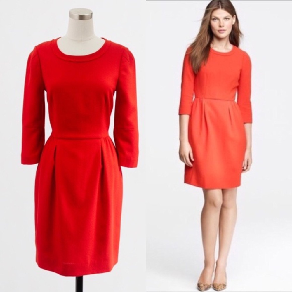 J. CREW Wool Anytime Dress, EUC, Tomato Red